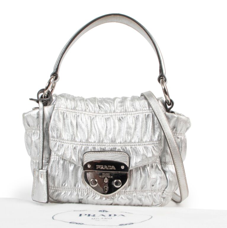 Prada Silver Metallic Crossbody ○ Labellov ○ Buy and Sell