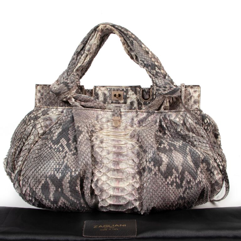 Zagliani Grey Pink Ombré Python Bag ○ Labellov ○ Buy and Sell