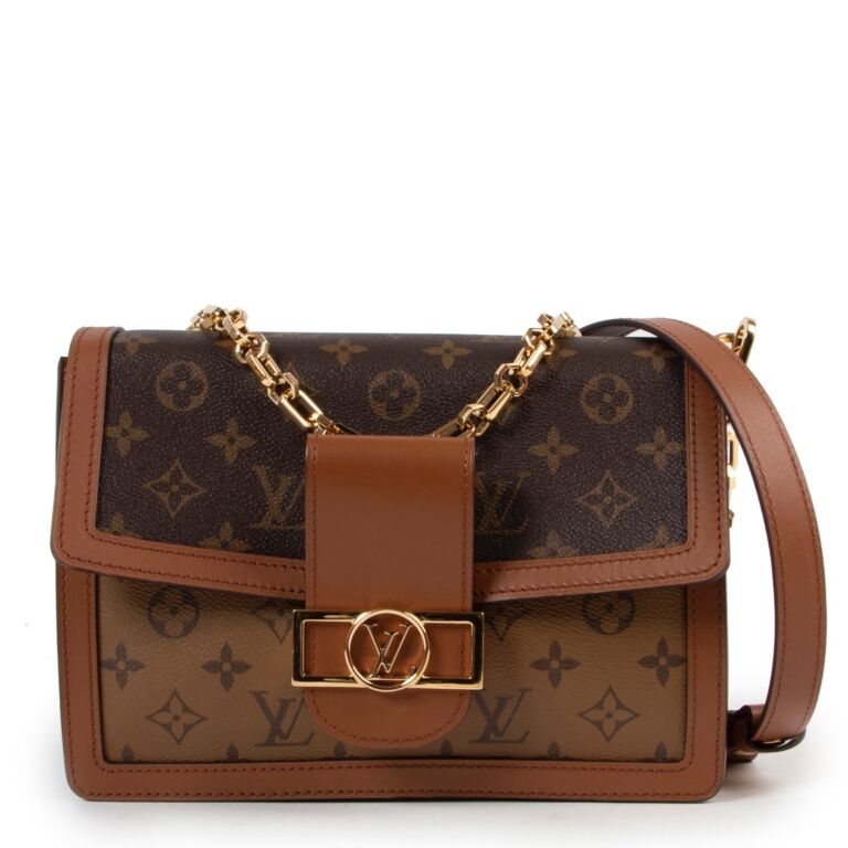 Louis+Vuitton+Daphne+Shoulder+Bag+MM+Brown+Leather+Monogram+Reverse for  sale online
