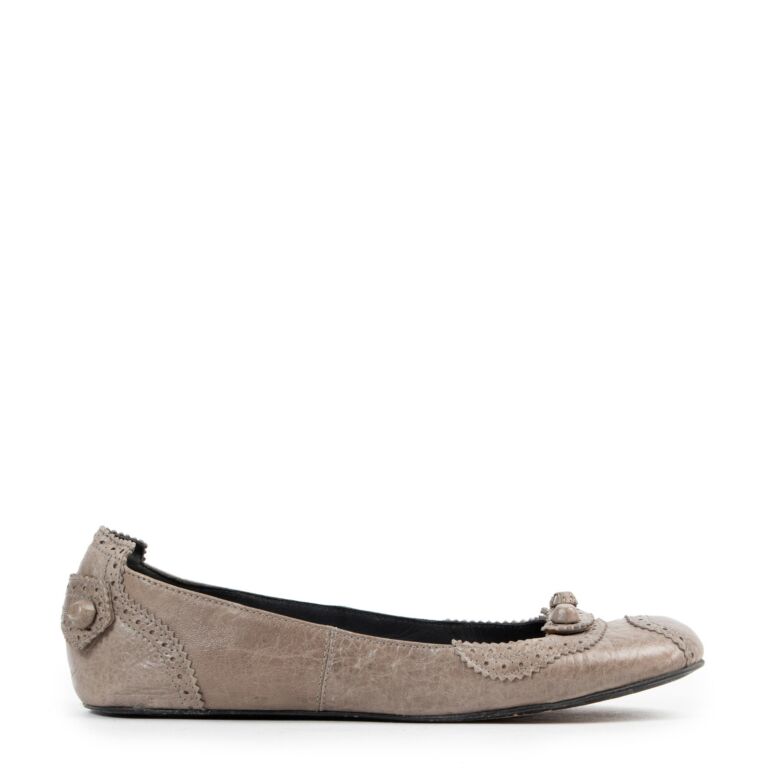 Balenciaga Taupe Leather City Ballerina Flats size 39