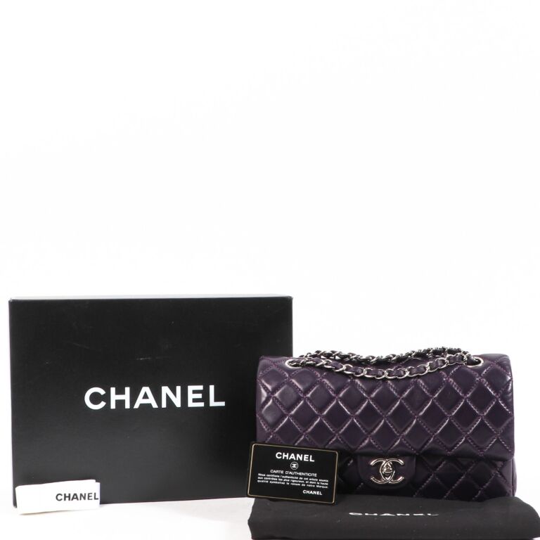 Chanel Aubergine Purple Lambskin Classic Flap Bag ○ Labellov