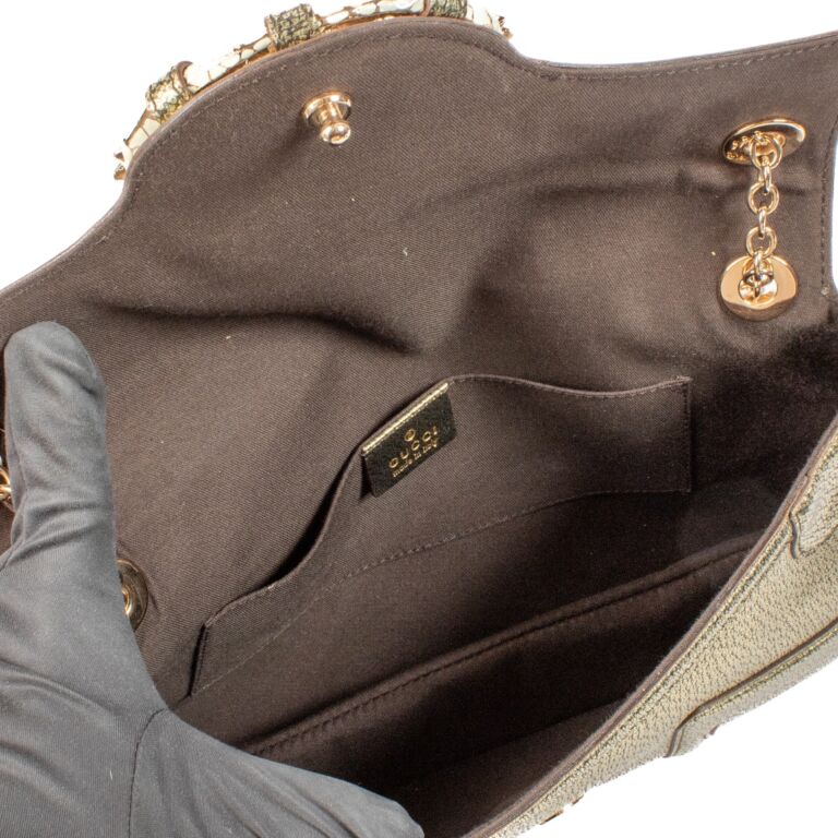 Gucci Gold Goatskin Dragon Shoulder Bag ○ Labellov ○ Buy