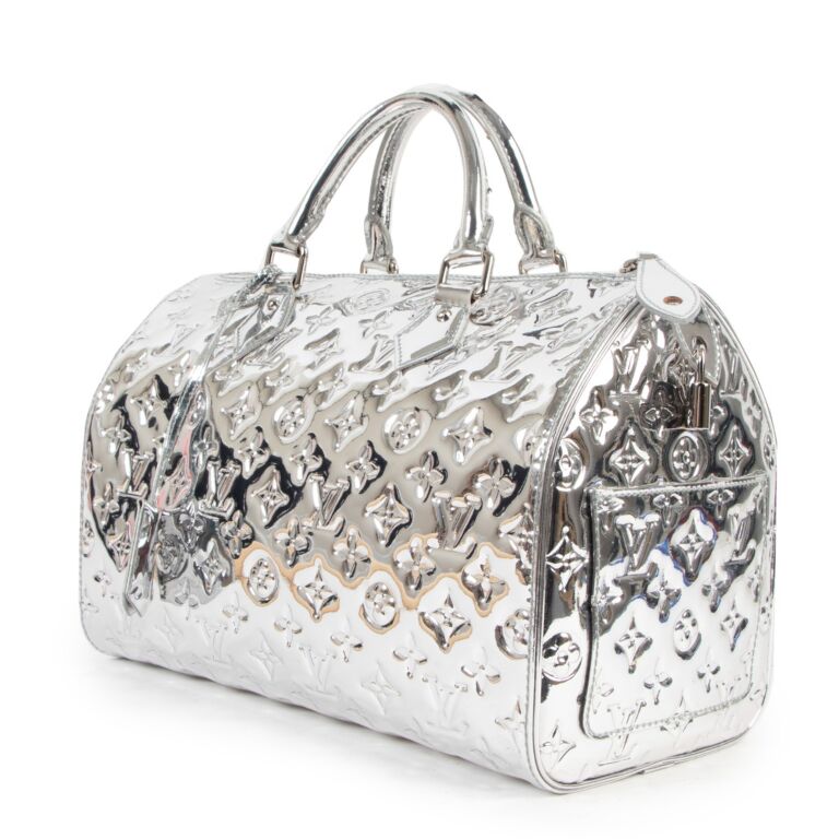 Louis Vuitton Speedy 35 Silver Monogram Miroir Vinyl ○ Labellov 