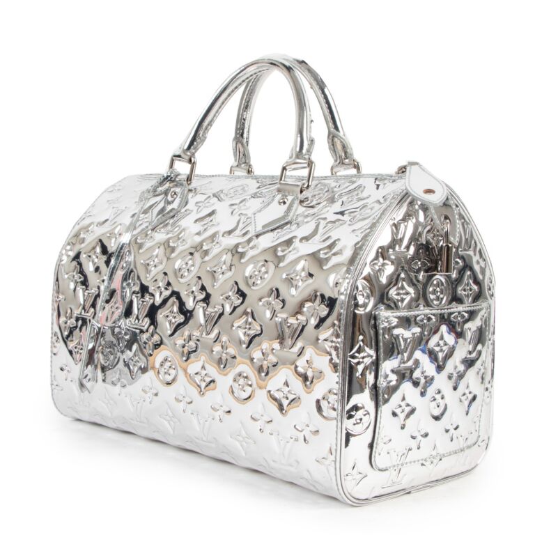 LOUIS VUITTON LIMITED EDITION SILVER MONOGRAM MIROIR SPEEDY 35 - CRTBLNCHSHP