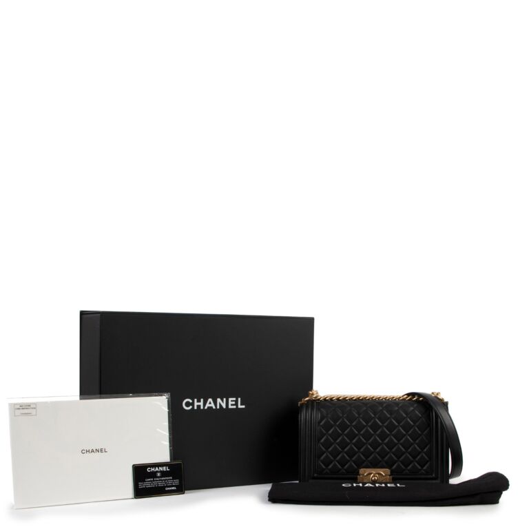 BOSTON Chanel Classic Medium Double Flap, Black Caviar Leather, Gold  Hardware, New in Box