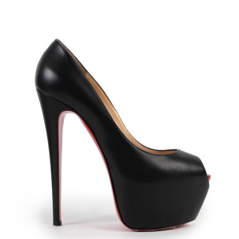 Christian Louboutin Highness 160 Black Platform Peeptoe Heels - Size 40 ...