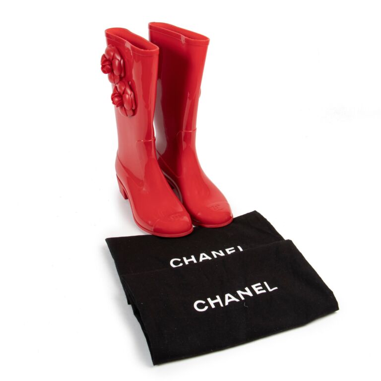 Chanel Red Rubber Rain Boots - Size 36 ○ Labellov ○ Buy and Sell
