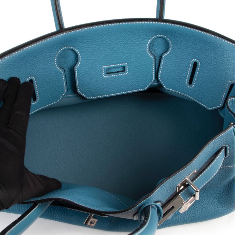 Herm s JPG Shoulder Birkin 42 Blue Jean Togo PHW Labellov