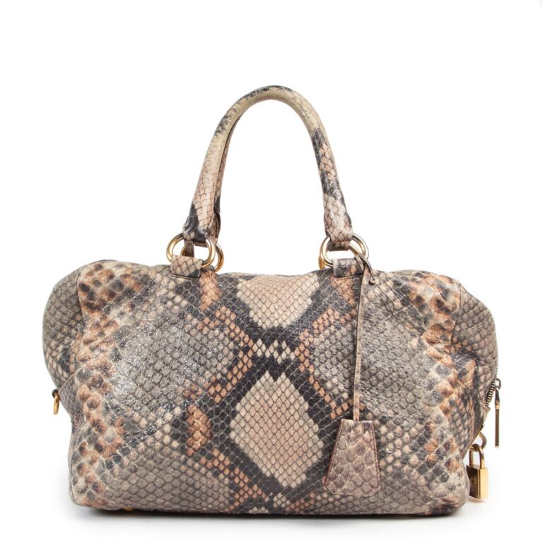 Prada Multicolor Snakeprint Top Handle Bag Labellov Buy and