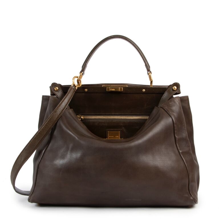 Fendi Khaki Peekaboo Large Shoulder bag Labellov Buy and Sell Authentic Luxury