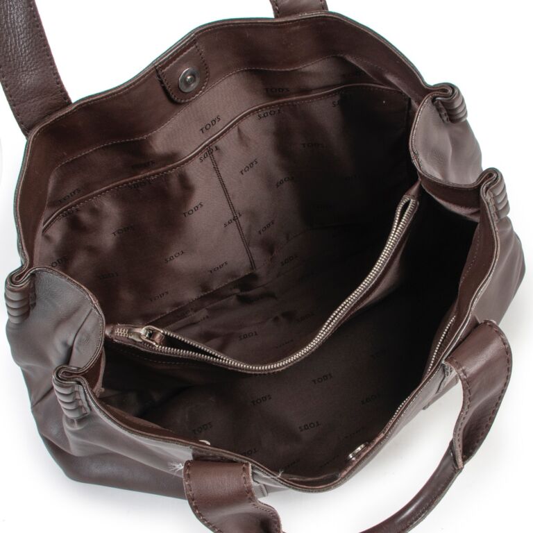 【関税＆送料込み】Tod'S Brown Shoulder Bag With Two Top Ha Tod's Double compartment leather bag - Brown