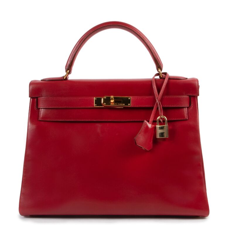 Hermes Kelly Retourne 32 Smooth Red Veau Tadelakt Calfskin GHW Labellov Buy and Sell Authentic Luxury