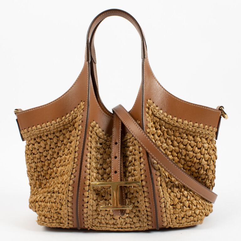 【関税込み】TOD'S Timeless raffia＆leather shopping bag2色 Woman MULTICOLOUR T Timeless Shopping Bag in Raffia Large