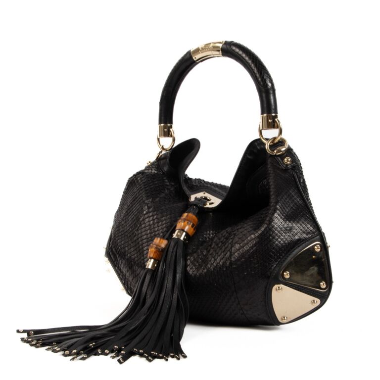 Gucci Black Python Indy Shoulder Bag Labellov Buy and Sell