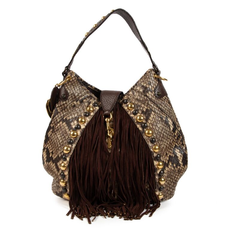 Gucci Brown Python Fringe Baboushka Hobo Bag Labellov Buy