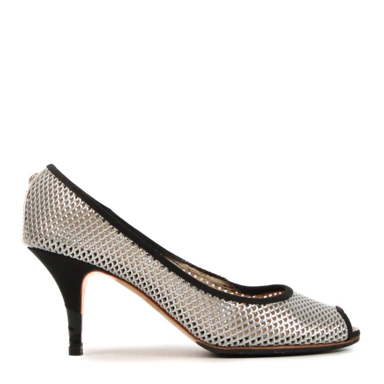 Giuseppe Zanotti Silver Mesh Open toe Pumps Size 40 5
