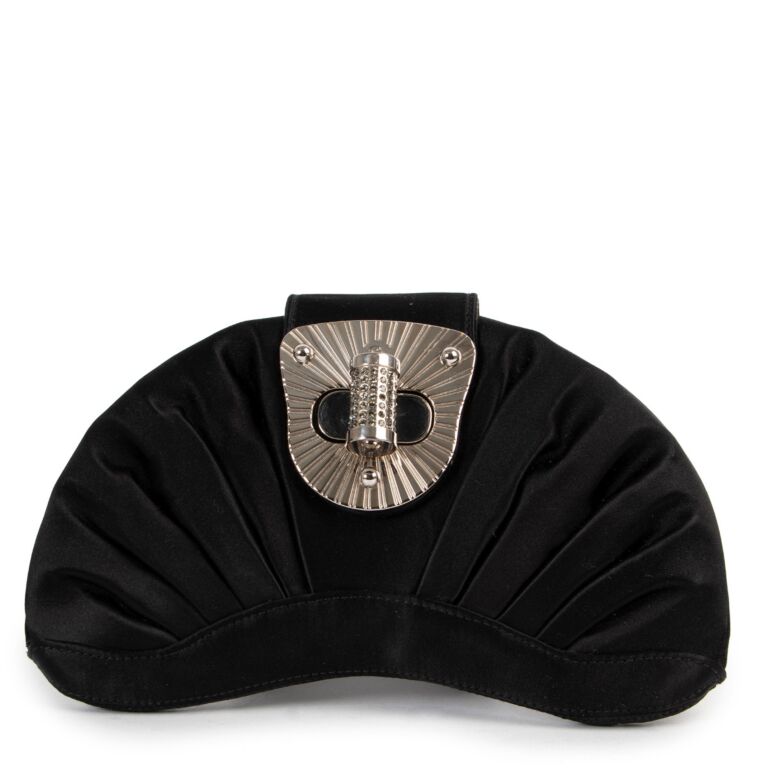 Alexander McQueen Black Satin Clutch Labellov Buy and Sell