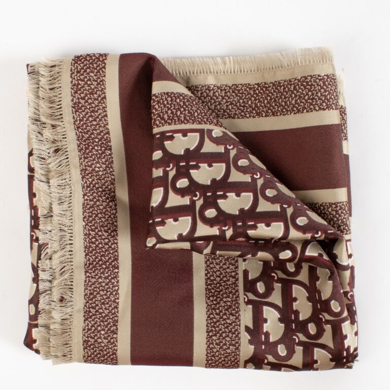 Christian Dior バーガンディ スカーフ Christian Dior Oblique 70 Burgundy Scarf ○ Labellov ○ Buy