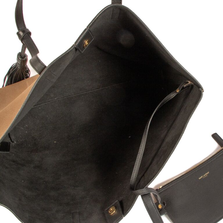 Saint Laurent Beige Suede East/West Tassel Shoulder Bag
