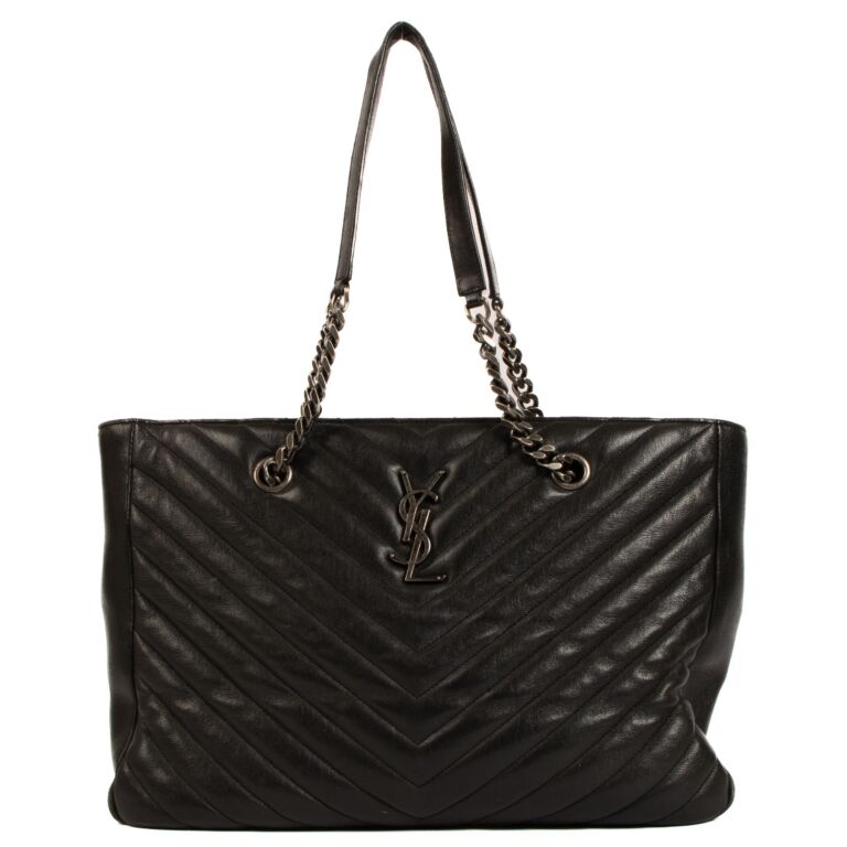 Saint Laurent Black Matelasse Shopping Tote Bag Labellov Buy