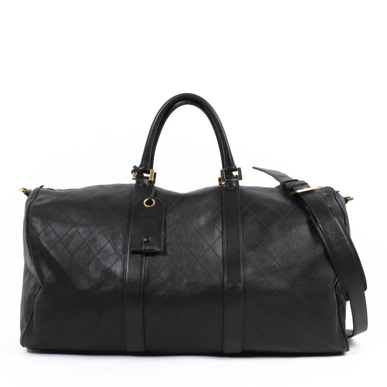 Chanel Vintage Quilted Calfskin Large Travel Bag Labellov