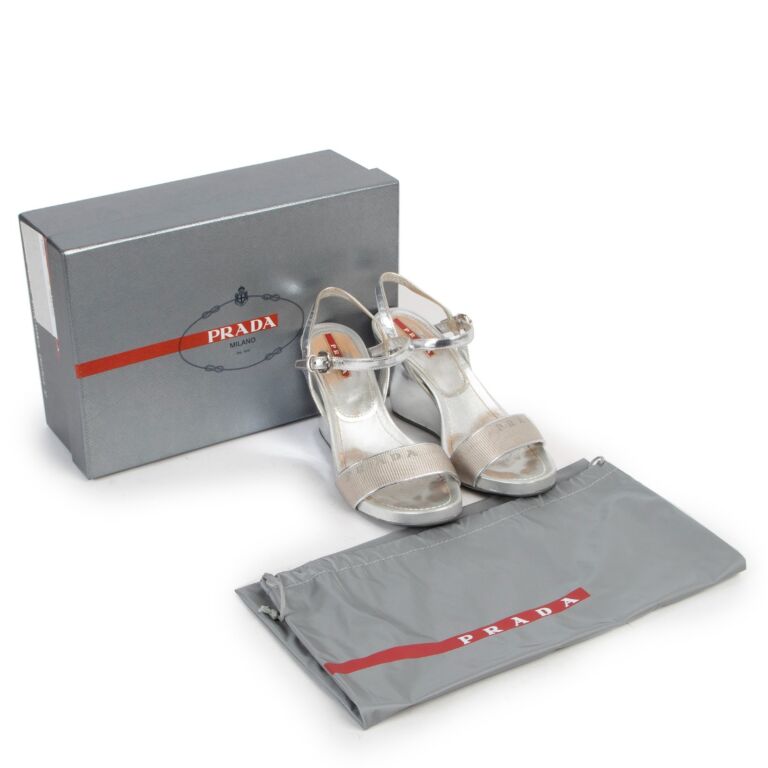 Prada Silver Wedge Heels - Size 37 ○ Labellov ○ Buy and