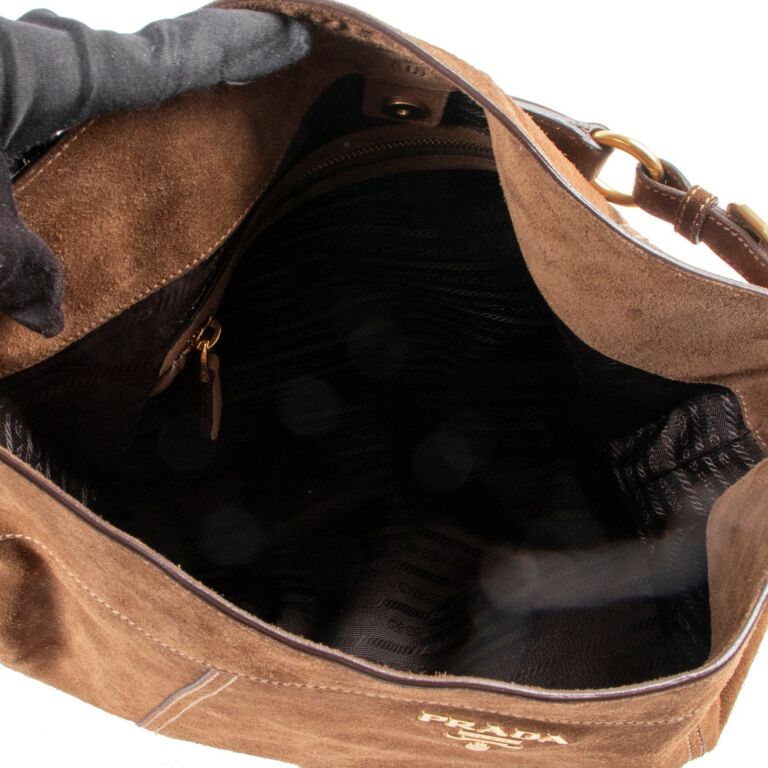 Prada Brown Suede Shoulder bag Labellov Buy and Sell