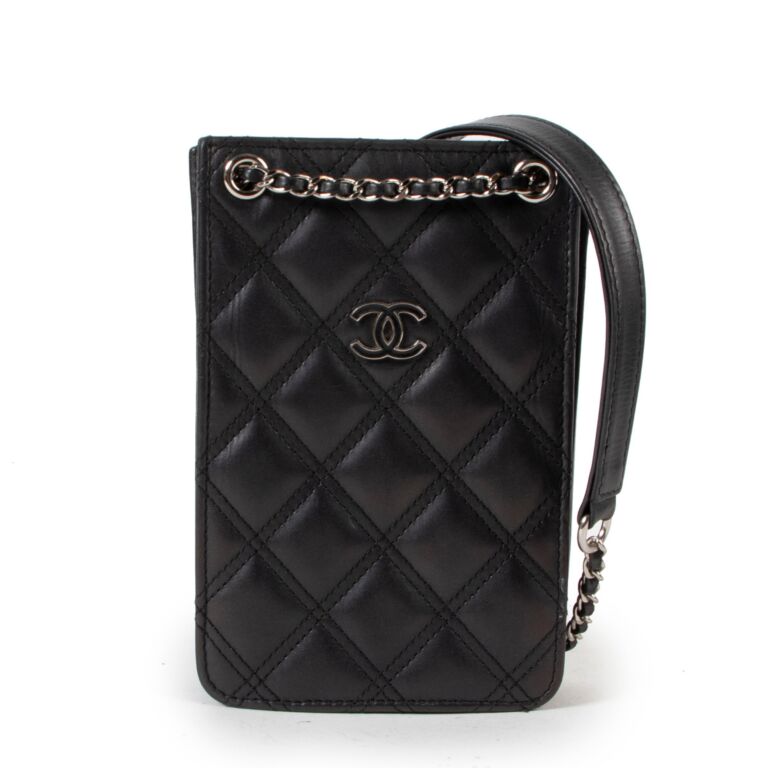 Bonhams : CHANEL BLACK QUILTED CAVIAR LEATHER CROSS-BODY PHONE CASE  (includes serial sticker, info booklet, authenticity card, original dust bag  and box)