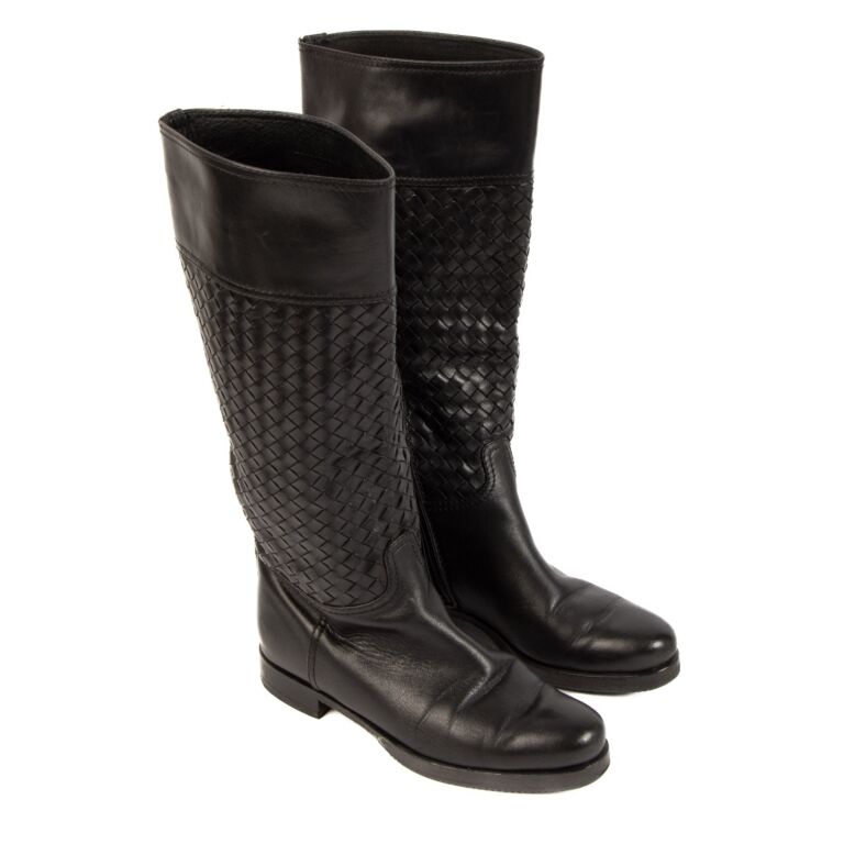 Lug leather boots Bottega Veneta Black size 10.5 UK in