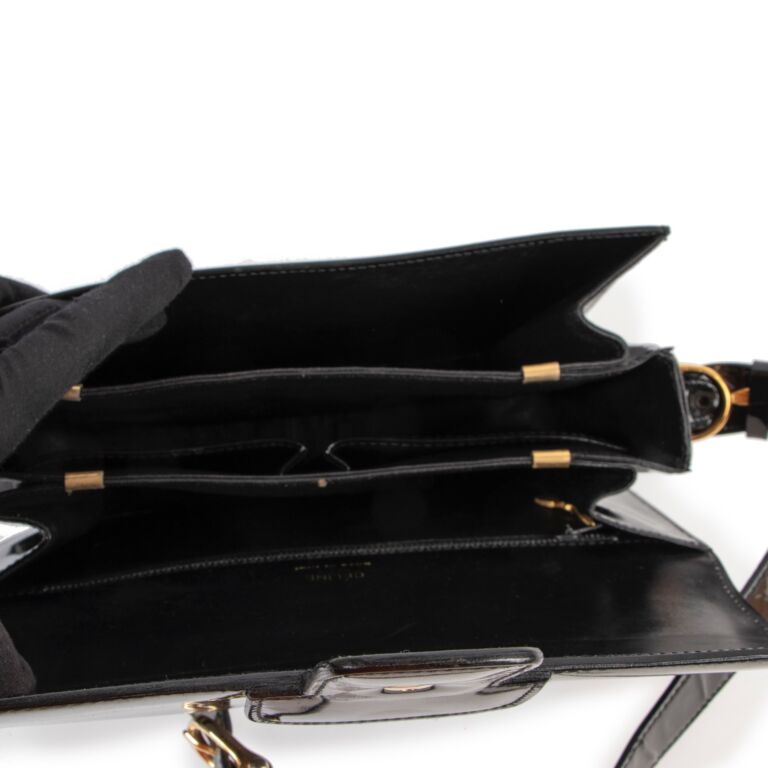 Celine Black Patent Leather Box Bag Labellov Buy and Sell