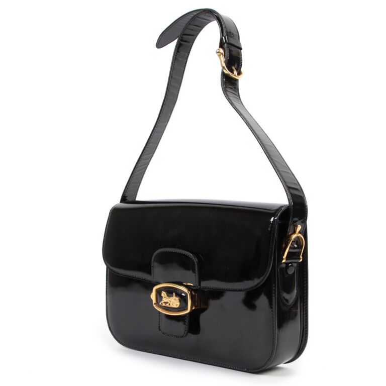 Celine Black Patent Leather Box Bag Labellov Buy and Sell