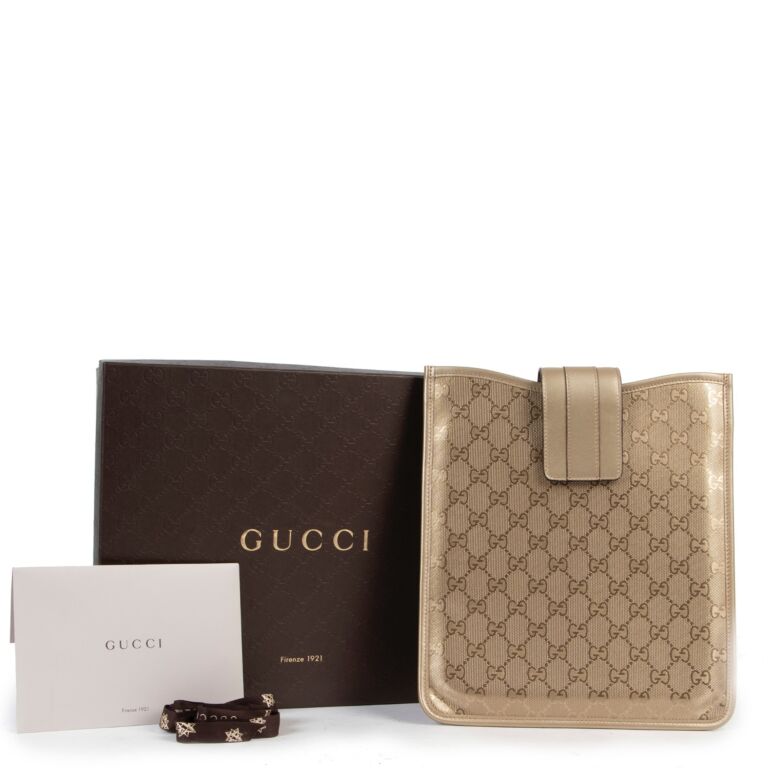 Gucci Gold Monogram Canvas Ipad Case ○ Labellov ○ Buy and Sell