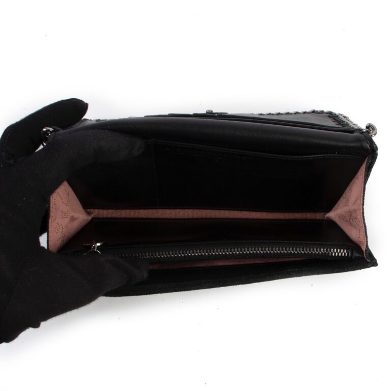 長財布 Stella McCartney Black grainy mat wallet Stella McCartney Grainy Mat Around-Zip Long Wallet () IFCHIC.COM
