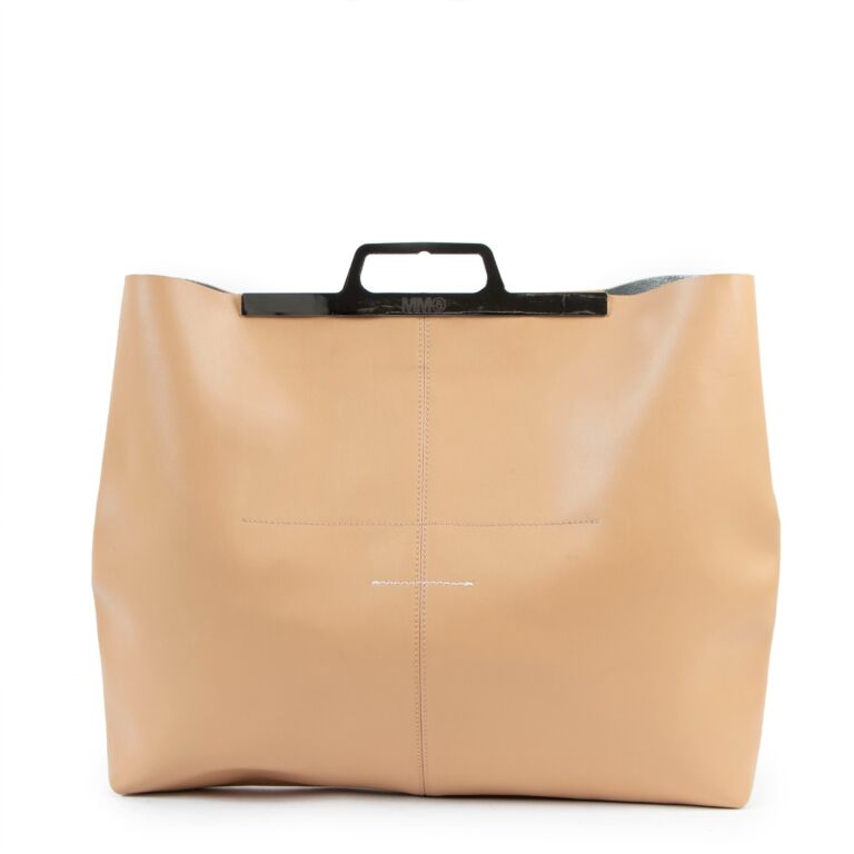 MM6 Maison Margiela Beige Metal Handle Tote Bag Labellov Buy