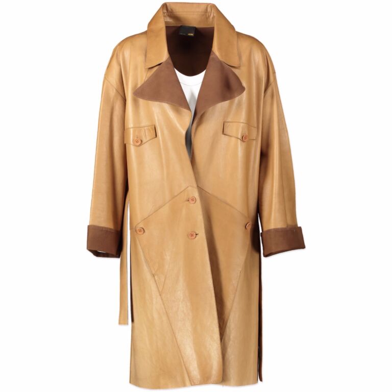 Fendi Camel Calfskin Leather Coat - size 42 (IT) Labellov Buy and Sell ...