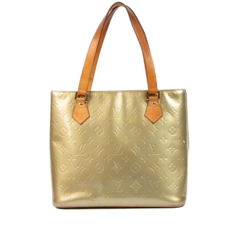 Louis Vuitton Houston Monogram Yellow/Gold Patent Leather Tote Shoulder Bag