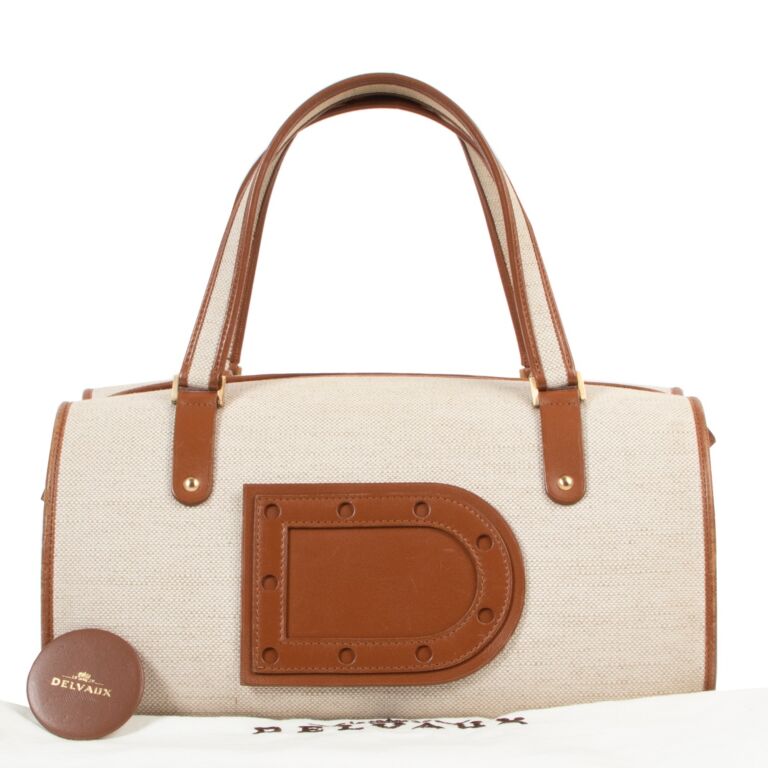 Delvaux Cognac Canvas Astrid Top Handle Bag ○ Labellov ○ Buy and