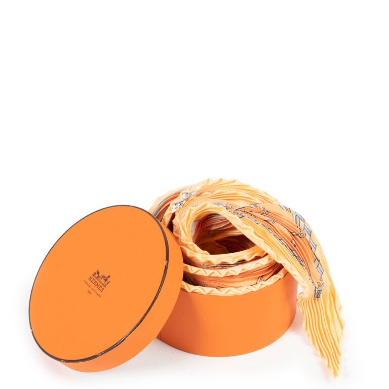 Hermès Orange Le Carré Plissé Scarf ○ Labellov ○ Buy and