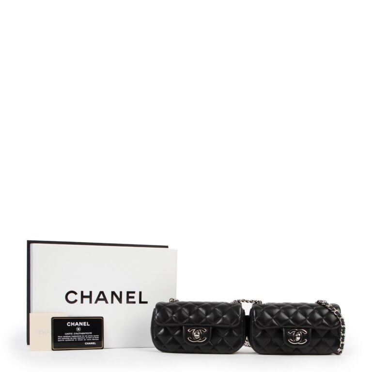 Chanel Black Quilted Lambskin Double Mini Flap Crossbody
