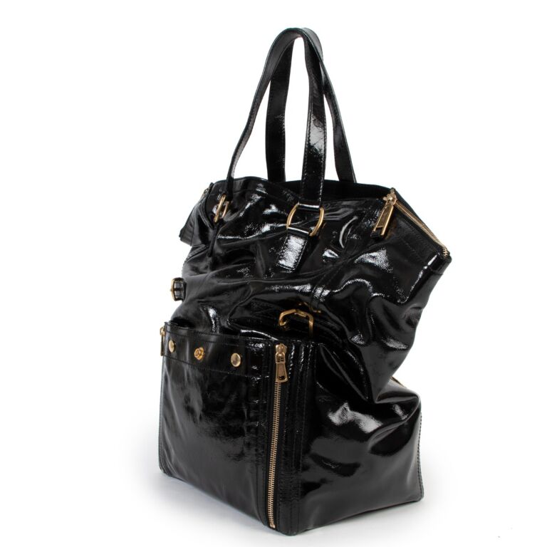 Yves Saint Laurent Black Downtown Patent Leather Handbag Labellov Buy and Sell Authentic Luxury