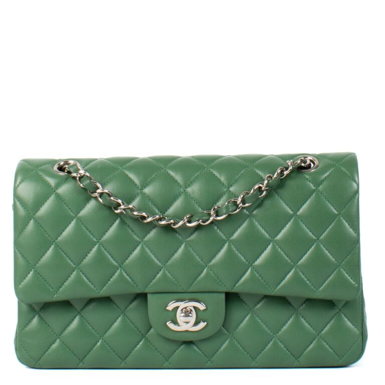Chanel Green Lambskin Medium Classic Flap Bag ○ Labellov ○ Buy ...
