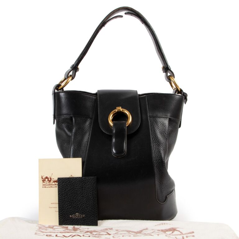 Delvaux Tempete MM 2way Shoulder Hand Bag Calfskin Leather Black