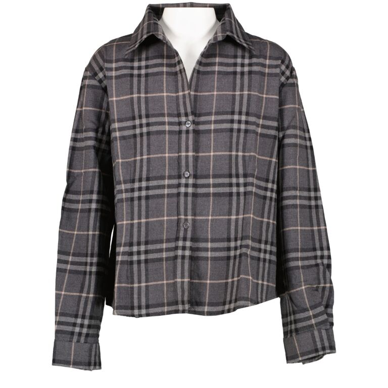 Burberry grey check best sale shirt