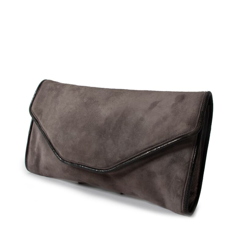 Grey suede clutch deals