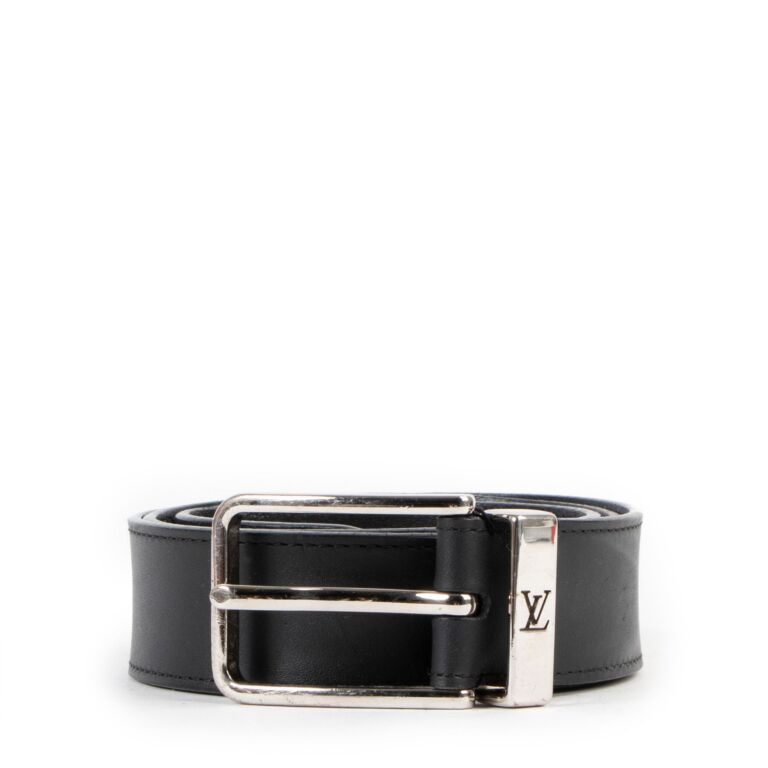 LOUIS VUITTON Calfskin 35mm Pont Neuf Belt 100 40 Black 1222700