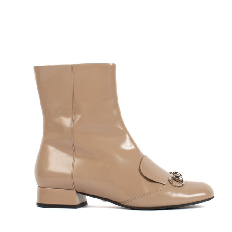 Gucci Beige Patent Leather Boots size 37 Labellov Buy and Sell Authentic Luxury