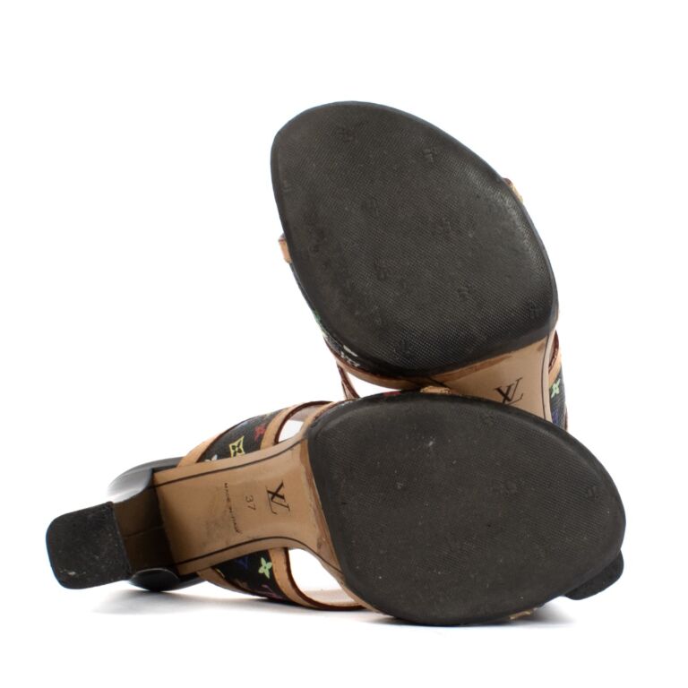 Louis Vuitton Black Monogram Multicolore Mule Sandals - size