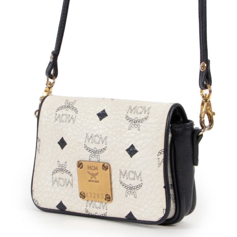 Mcm white shoulder best sale bag