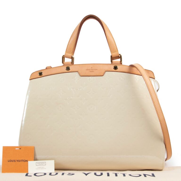 Louis Vuitton Vernis Leather Monogram Flap Shoulder Bag Beige