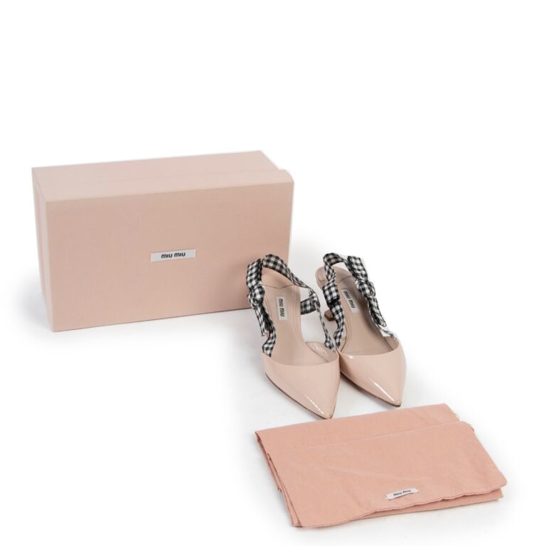 Miu Miu Cipria Bow Heels 50 in Pale Pink Nude Patent – AvaMaria